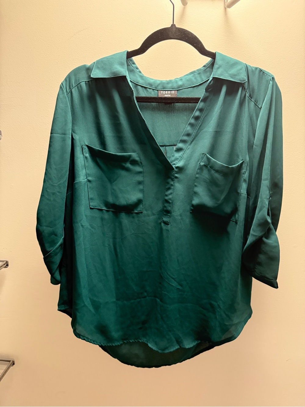torrid Teal V-Neck Pullover Blouse